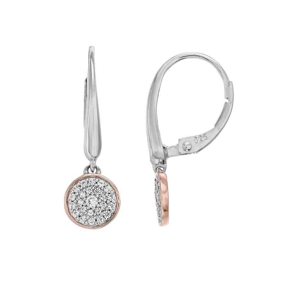 14k Rose Gold over Sterling Silver Lab-Created White Sapphire Drop Earrings, Women's, Pink Tone Product Image