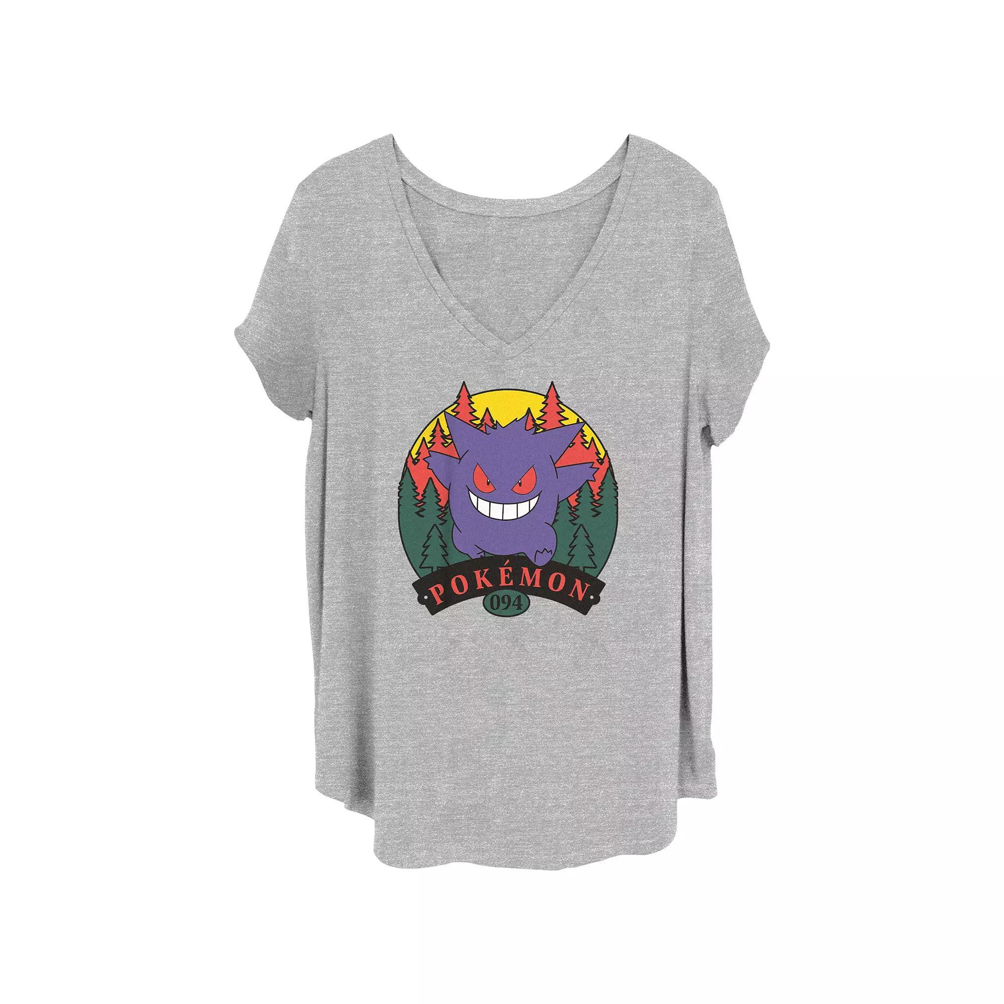 Juniors' Plus Size Pokemon Gengar Attack Graphic Tee, Women's, Size: 3XL, Grey Gray Product Image