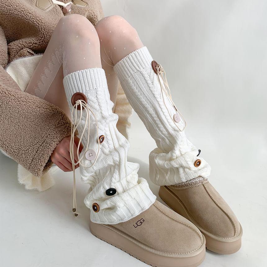 Button Accent Cable Knit Leg Warmers Product Image