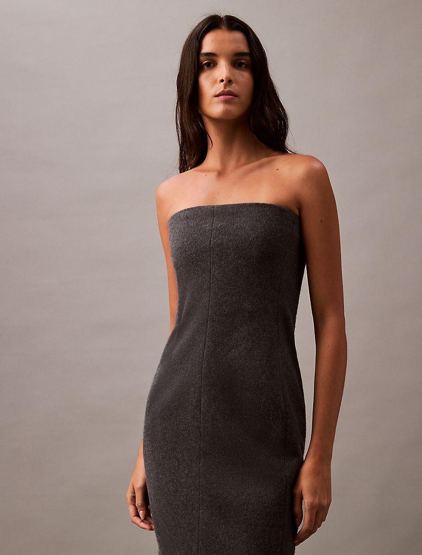 Brushed Wool Blend Strapless Dress Product Image