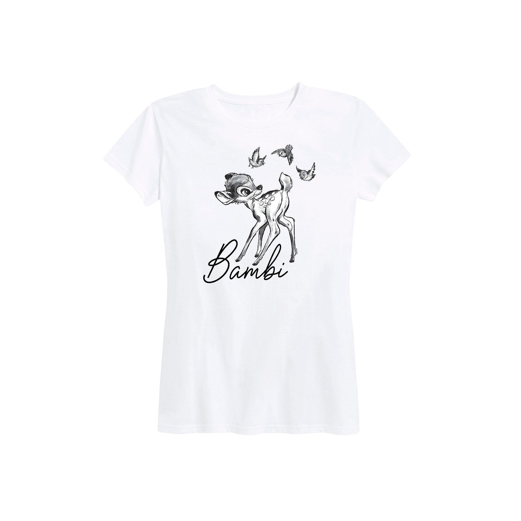 Disney's Bambi Women's Black White Watercolor Graphic Tee, Size: XXL Product Image