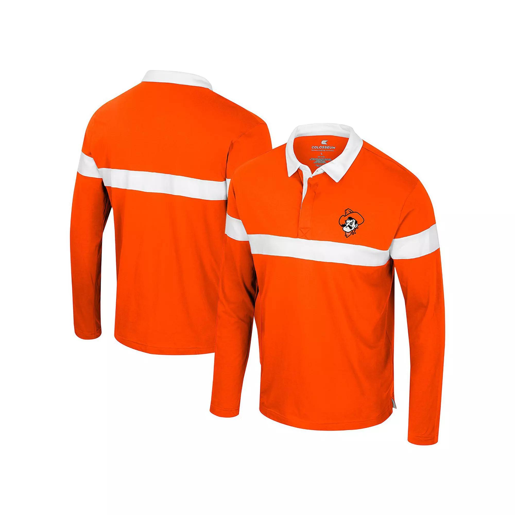Men's Colosseum Orange Oklahoma State Cowboys Too Cool For School Long Sleeve Polo,  Product Image
