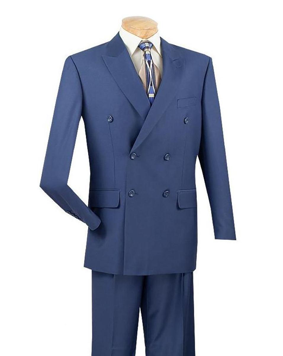 Ramses Collection - Blue Regular Fit Double Breasted 2 Piece Suit with Flexible Elastic Waistband Product Image