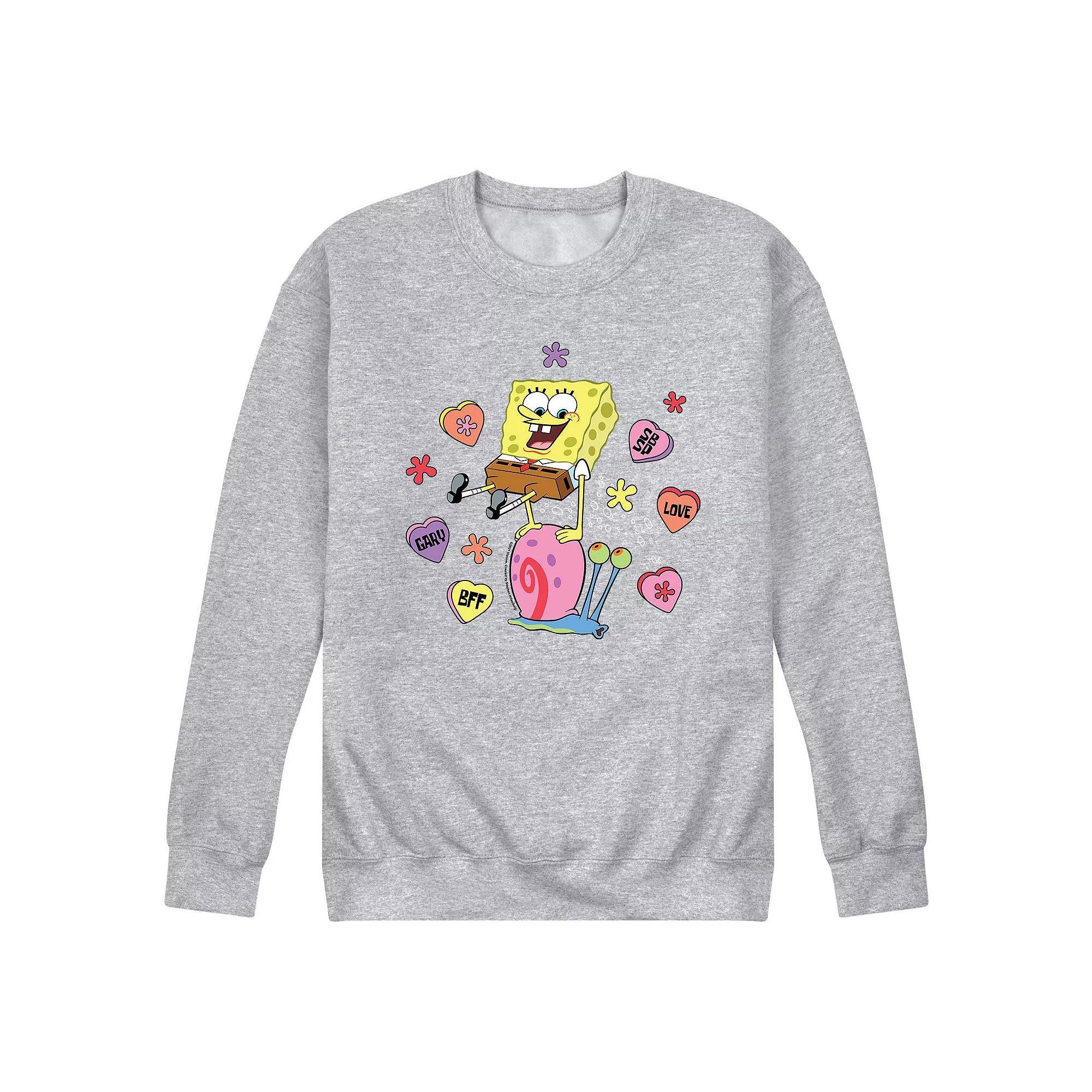 Men's SpongeBob Candy Hearts Sweatshirt, Size: Large, Gray Product Image