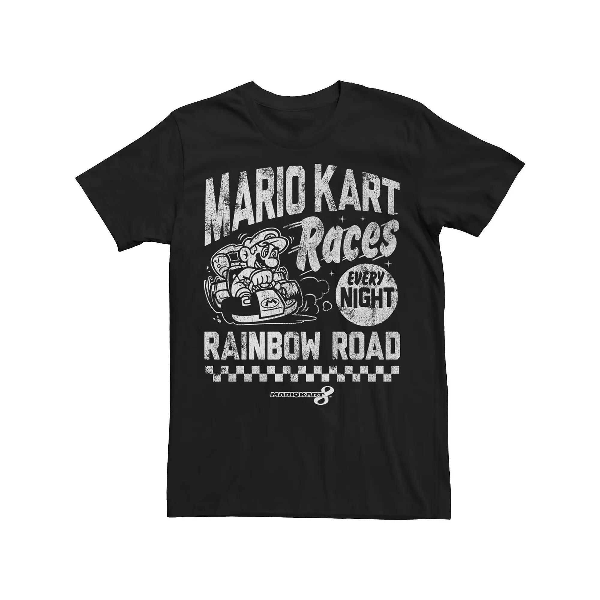 Men's Nintendo Race Nights Gaming Logo Text Tee, Size: XL Tall, Black Product Image