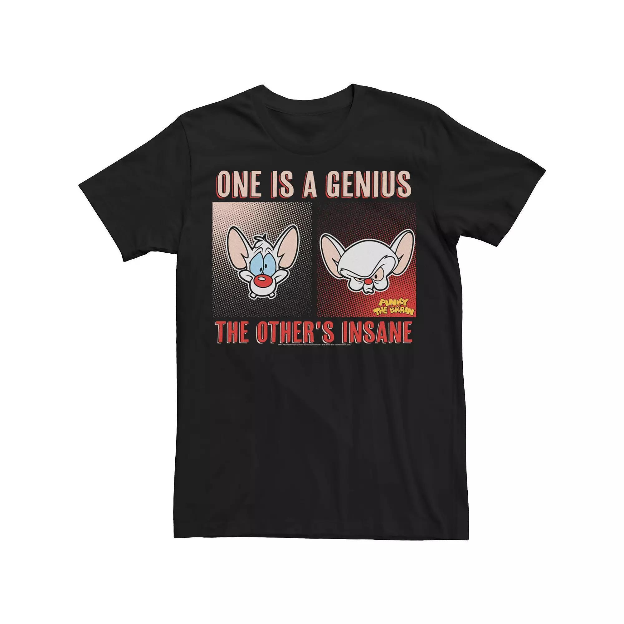 Men's Pinky And The Brain One Is A Genius The Other's Insane Tee, Size: Large, Black Product Image