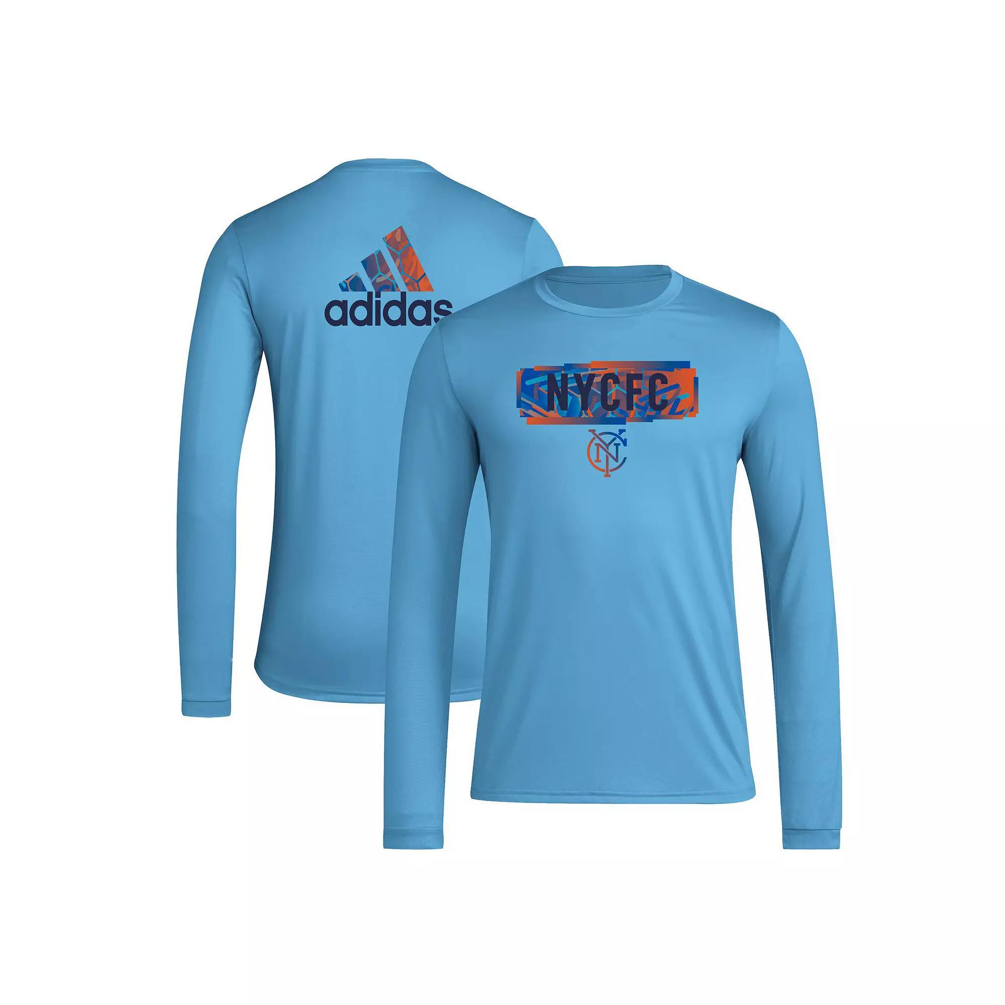 Men's adidas Sky Blue New York City FC Local Pop AEROREADY Long Sleeve T-Shirt, Size: 2XL, Light Product Image