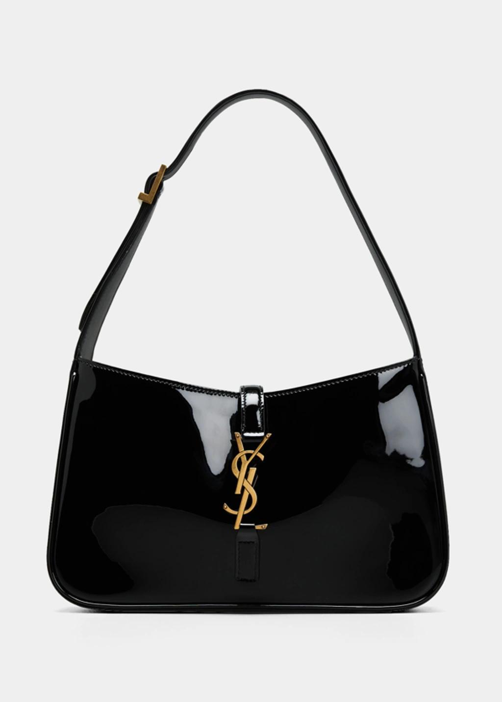 SAINT LAURENT Ysl Soft Leather Hobo Shoulder Bag In Black Product Image