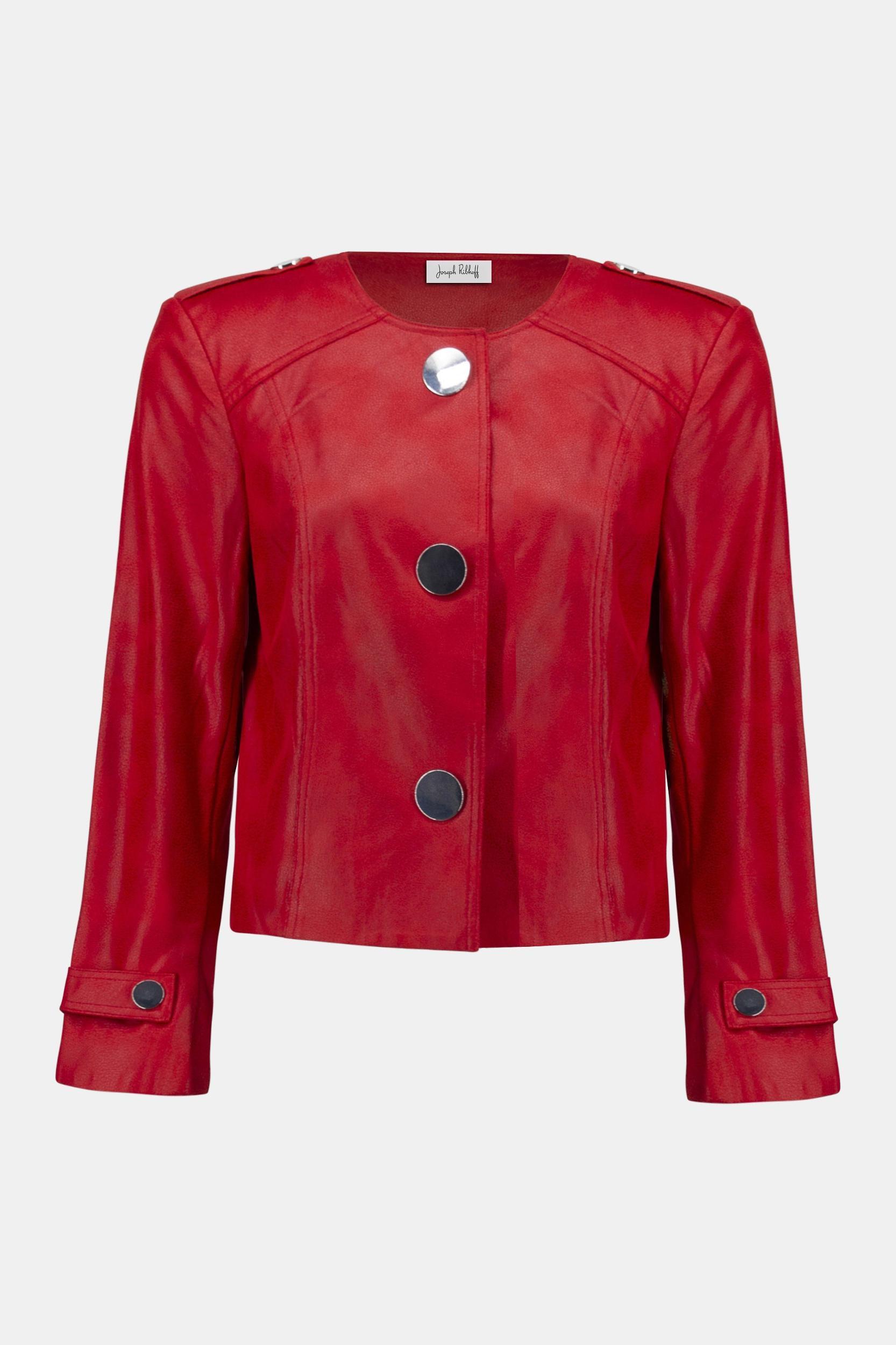 Foiled Faux Suede Boxy Jacket- Radiant Red Product Image