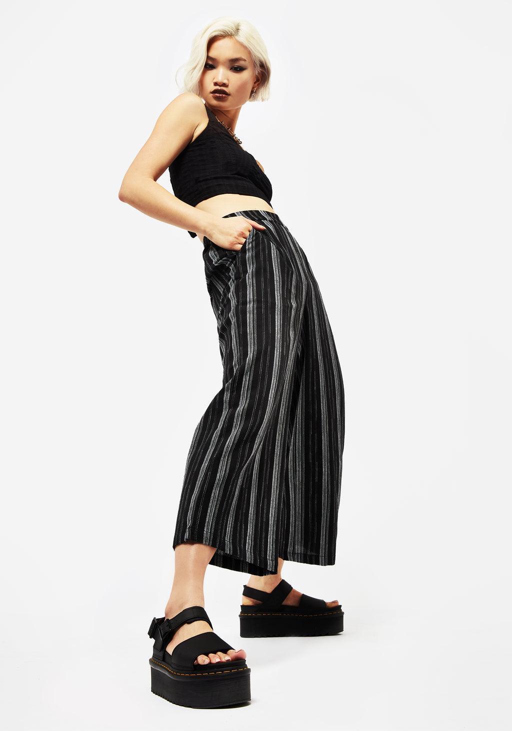 Clandestine Stripe Cotton-Blend Culottes Product Image