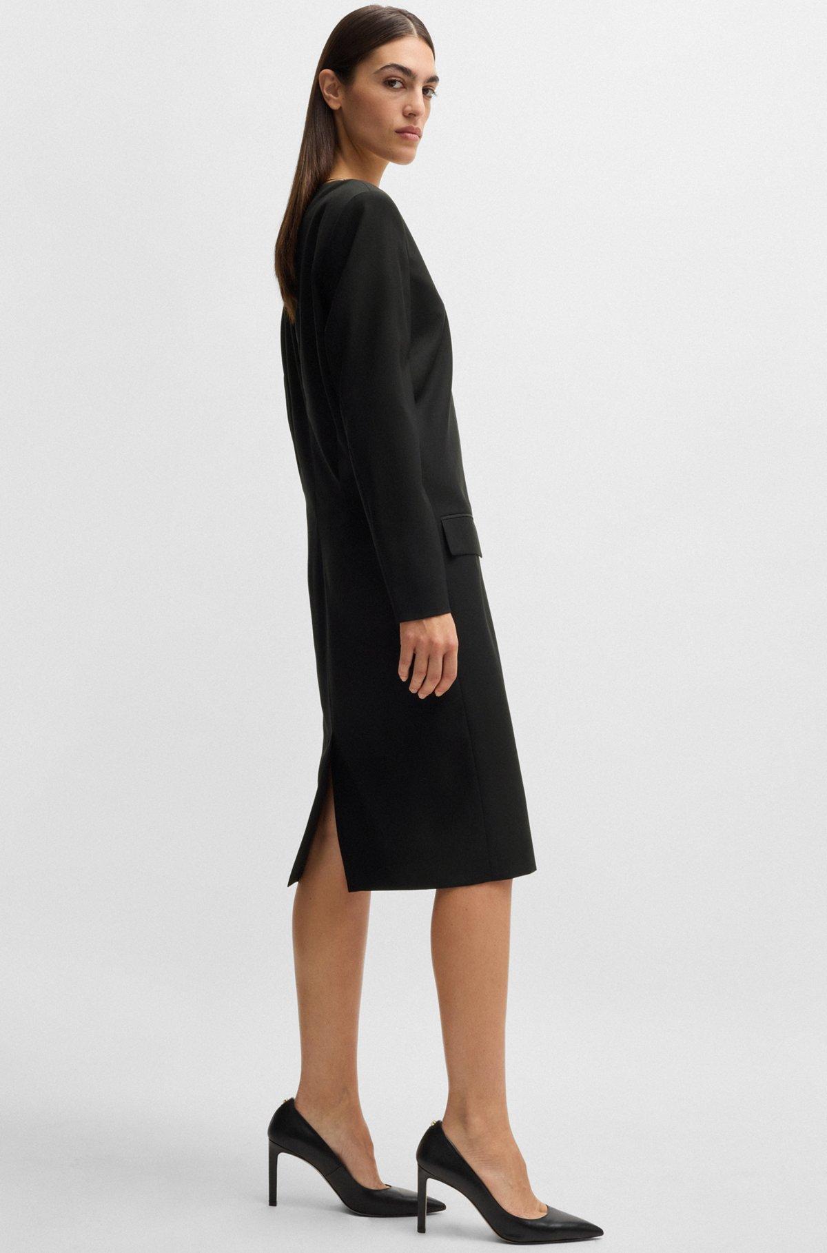 Tailored V-neck dress with flap pockets in relaxed fit Product Image