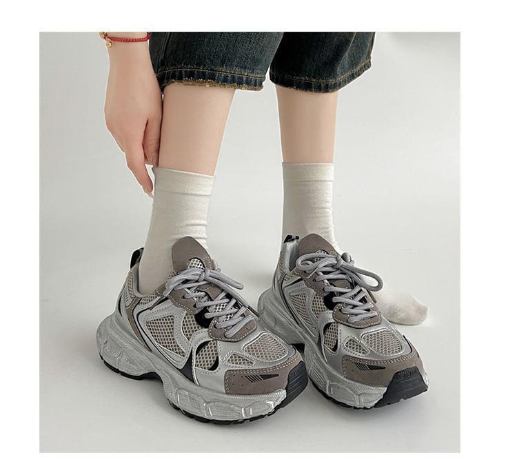 Platform Panel Mesh Sneakers Product Image