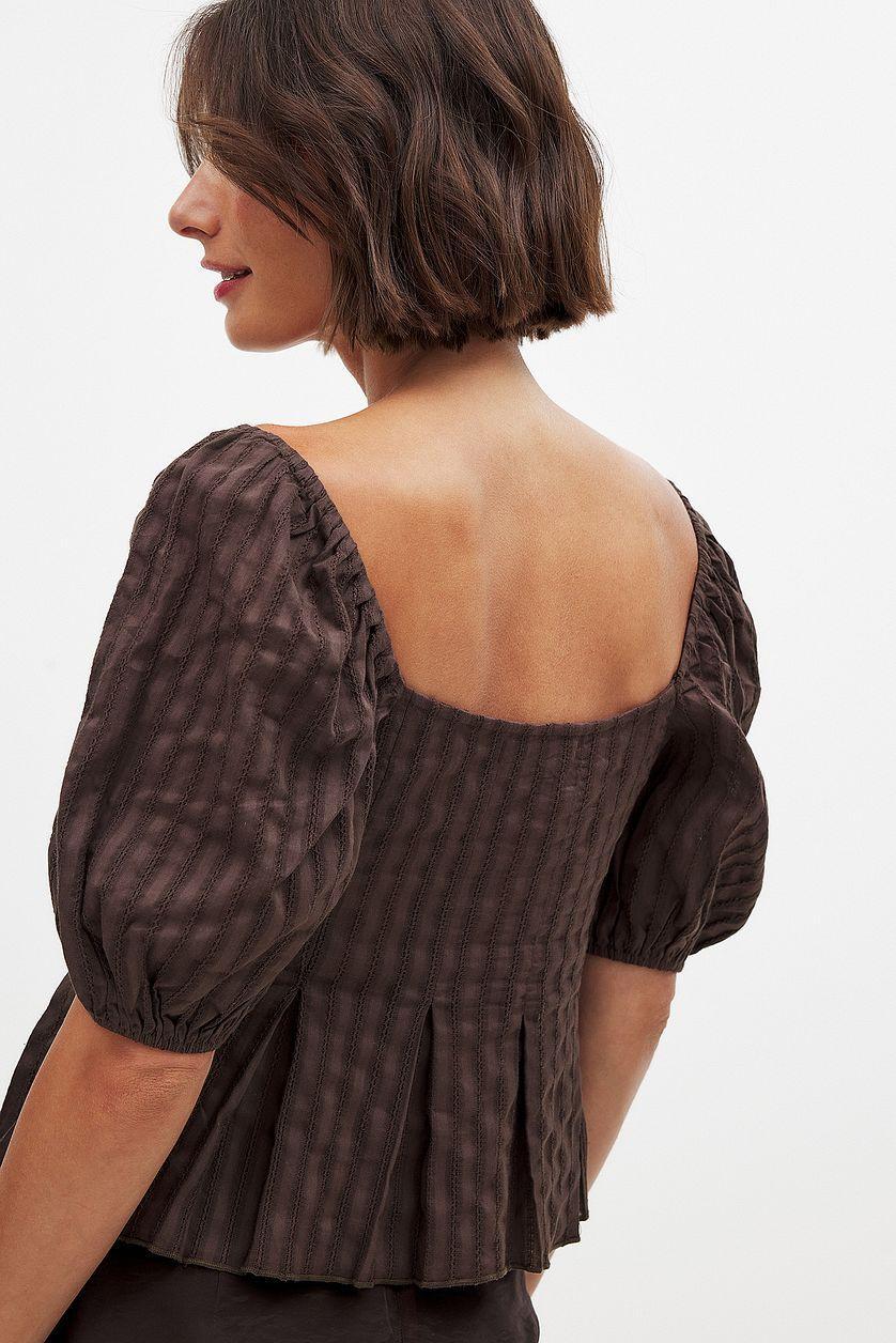 Puff Shoulder Tie Front Corset Top Product Image