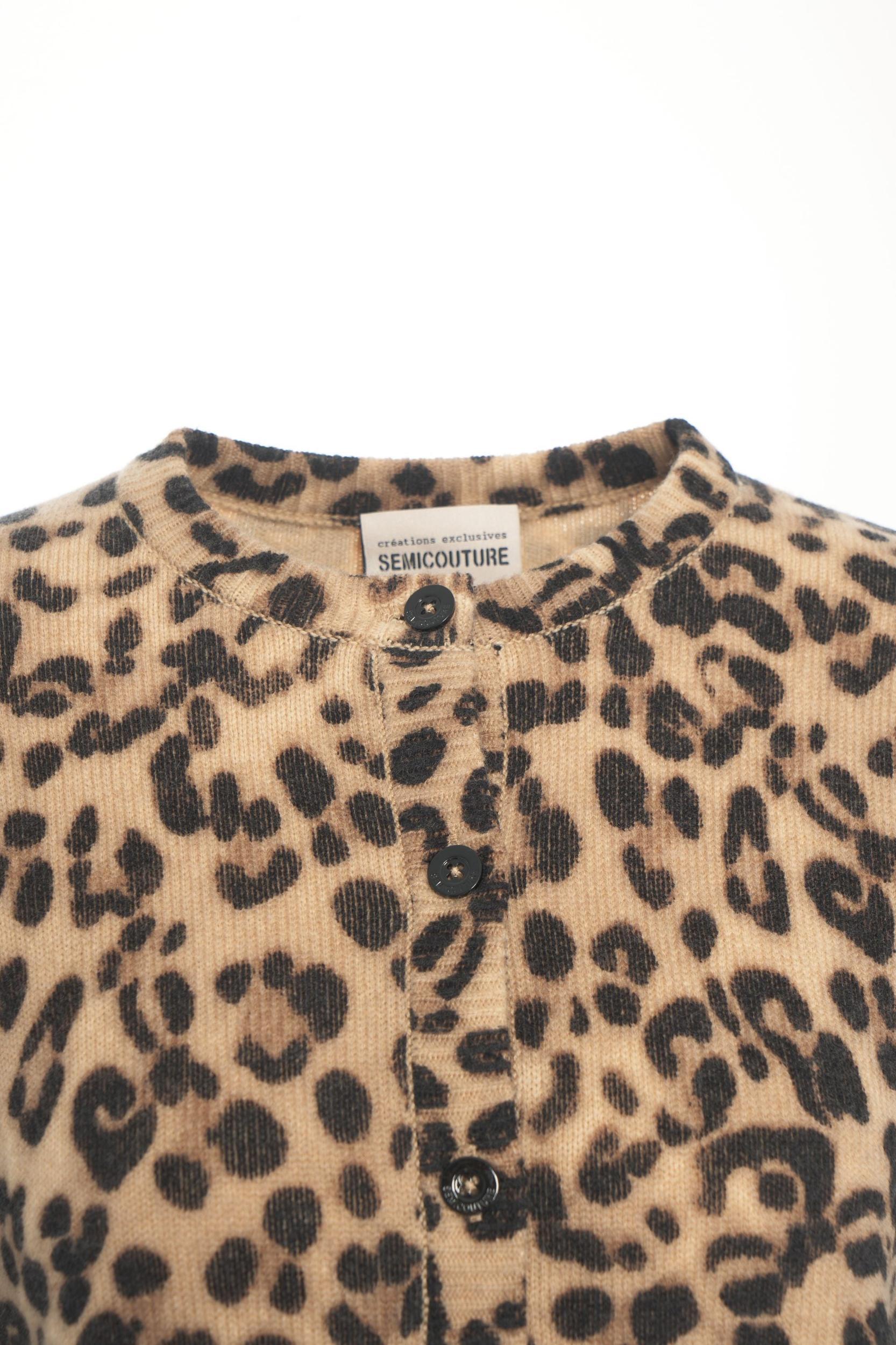 Knit Cardigan with Animal Print Product Image