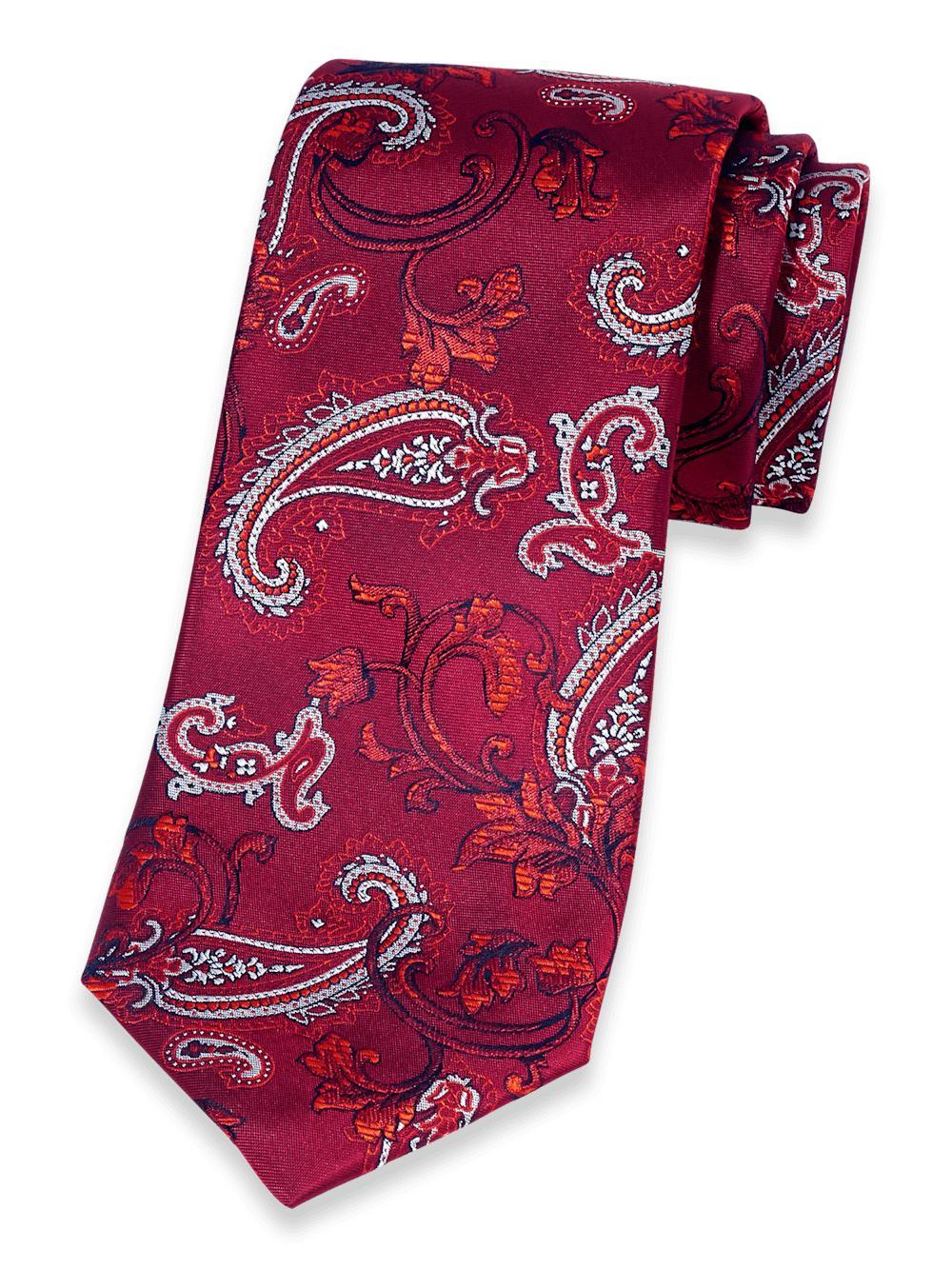 Paisley Woven Silk Tie - Red Product Image