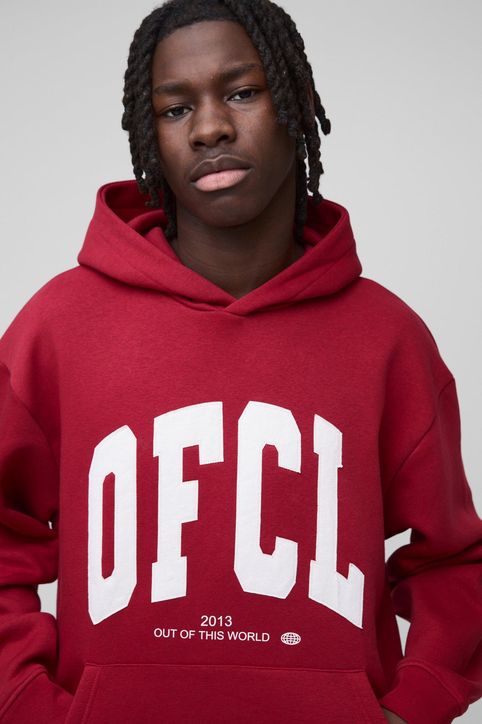 Oversized OFCL Applique Hoodie | boohooMAN USA Product Image