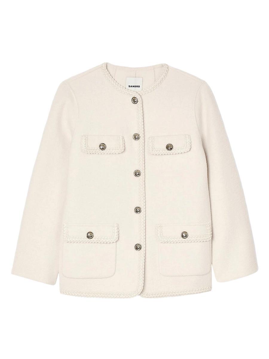 Womens Coat with Braided Trim Product Image