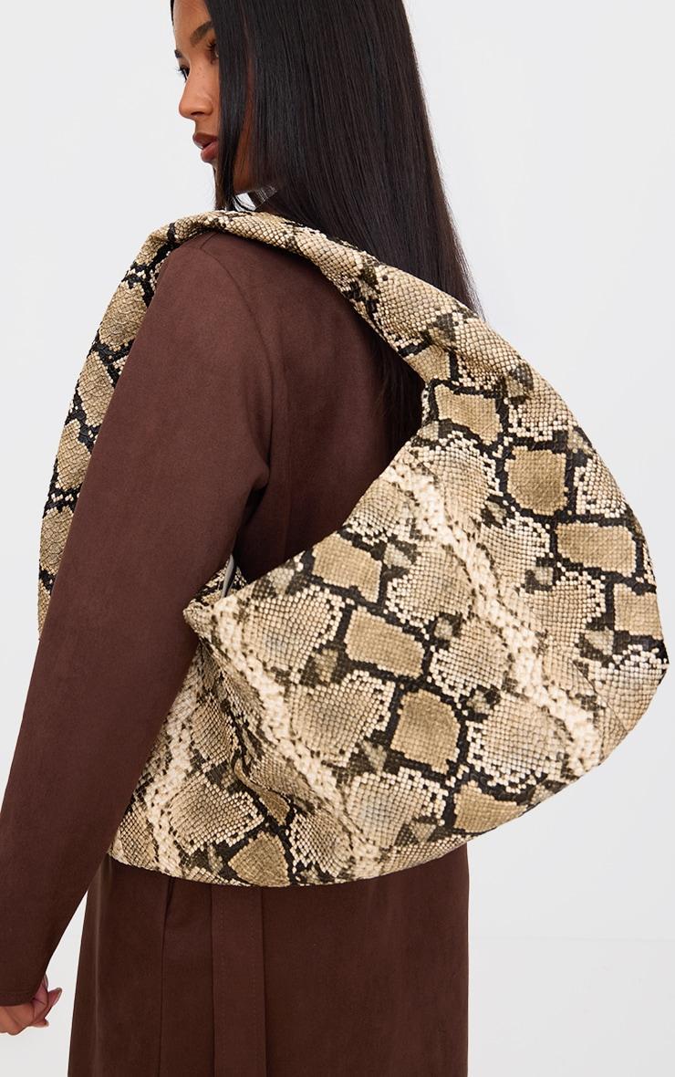 Snake Print Oversized PU Tote Product Image