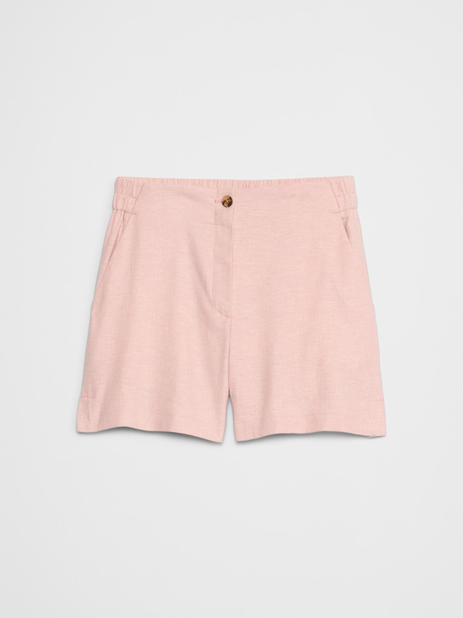 Linen-Blend Herringbone E-Waist Short Product Image