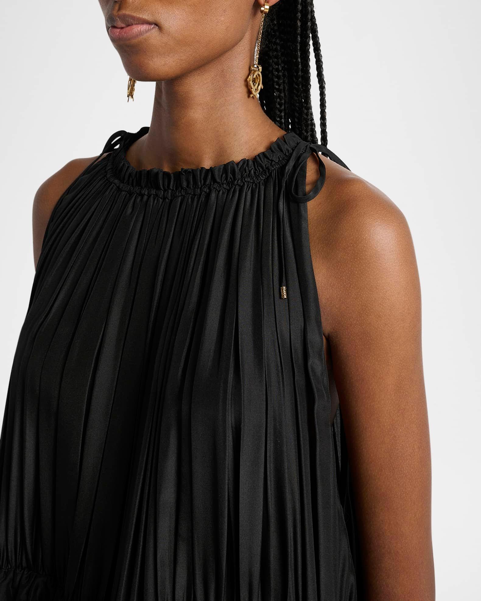 Pleated Drawstring Sleeveless Maxi Dress Product Image