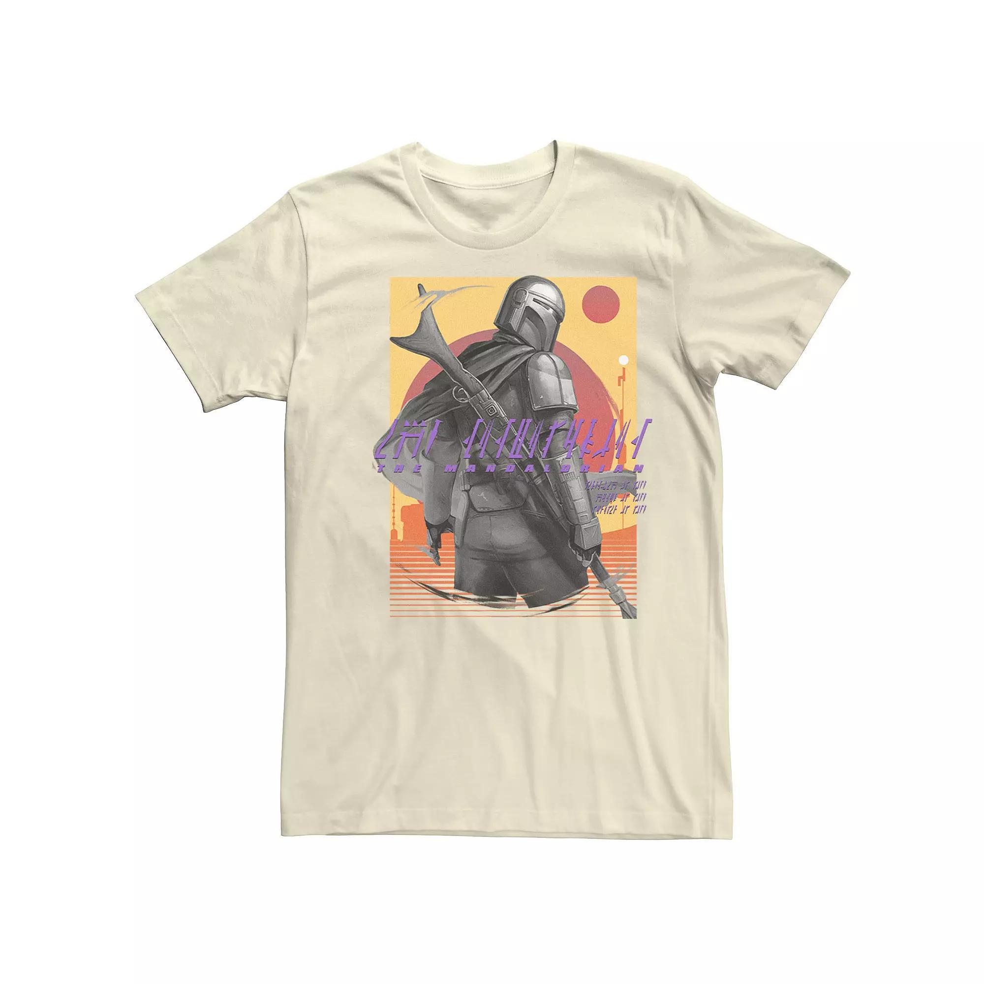 Men's Star Wars The Mandalorian Striped Sunset Tee, Size: Medium, Natural Product Image