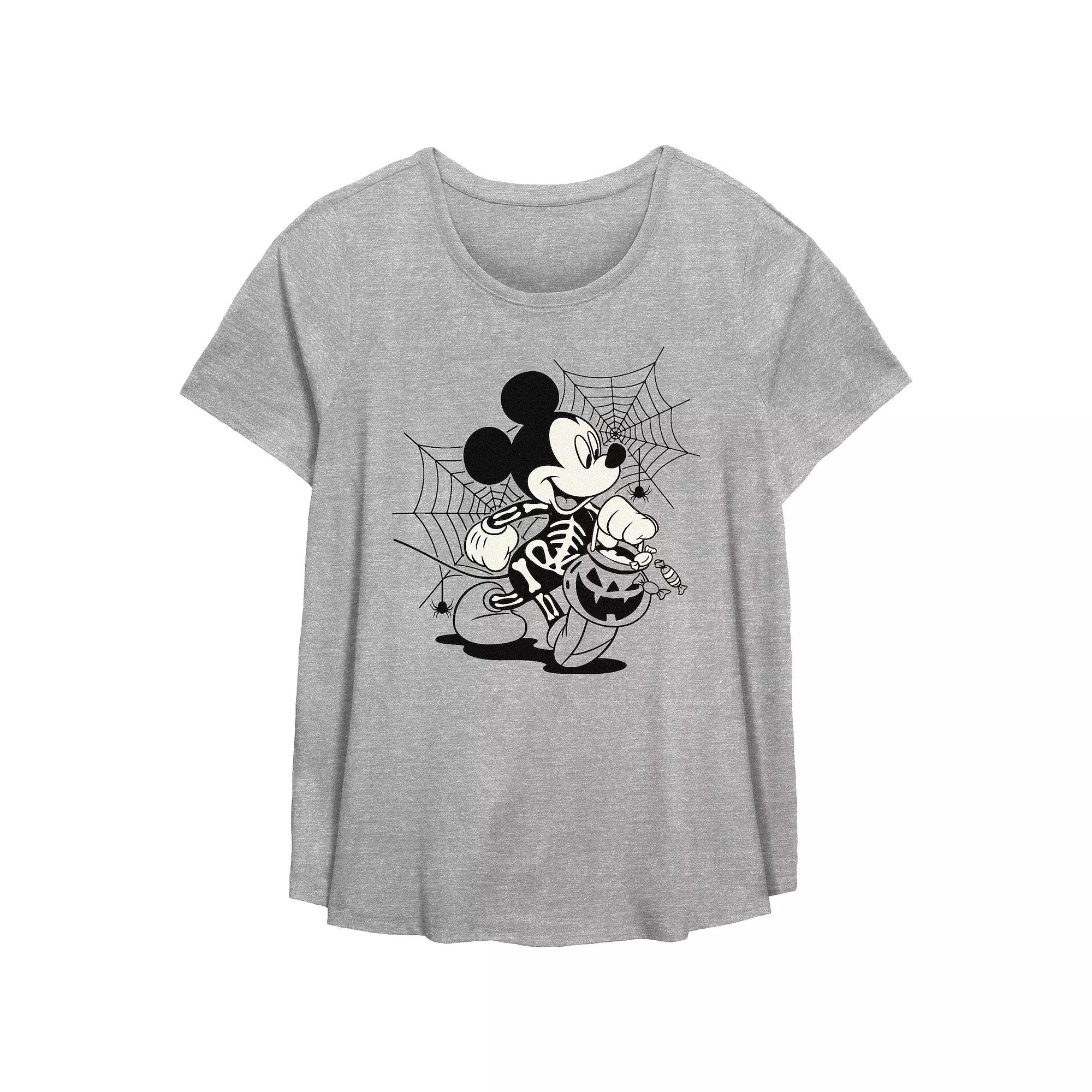 Disney's Mickey Mouse Skeleton Trick Or Treater Plus Size Flowy Graphic Tee, Women's, Size: 4XL, Grey Gray Product Image