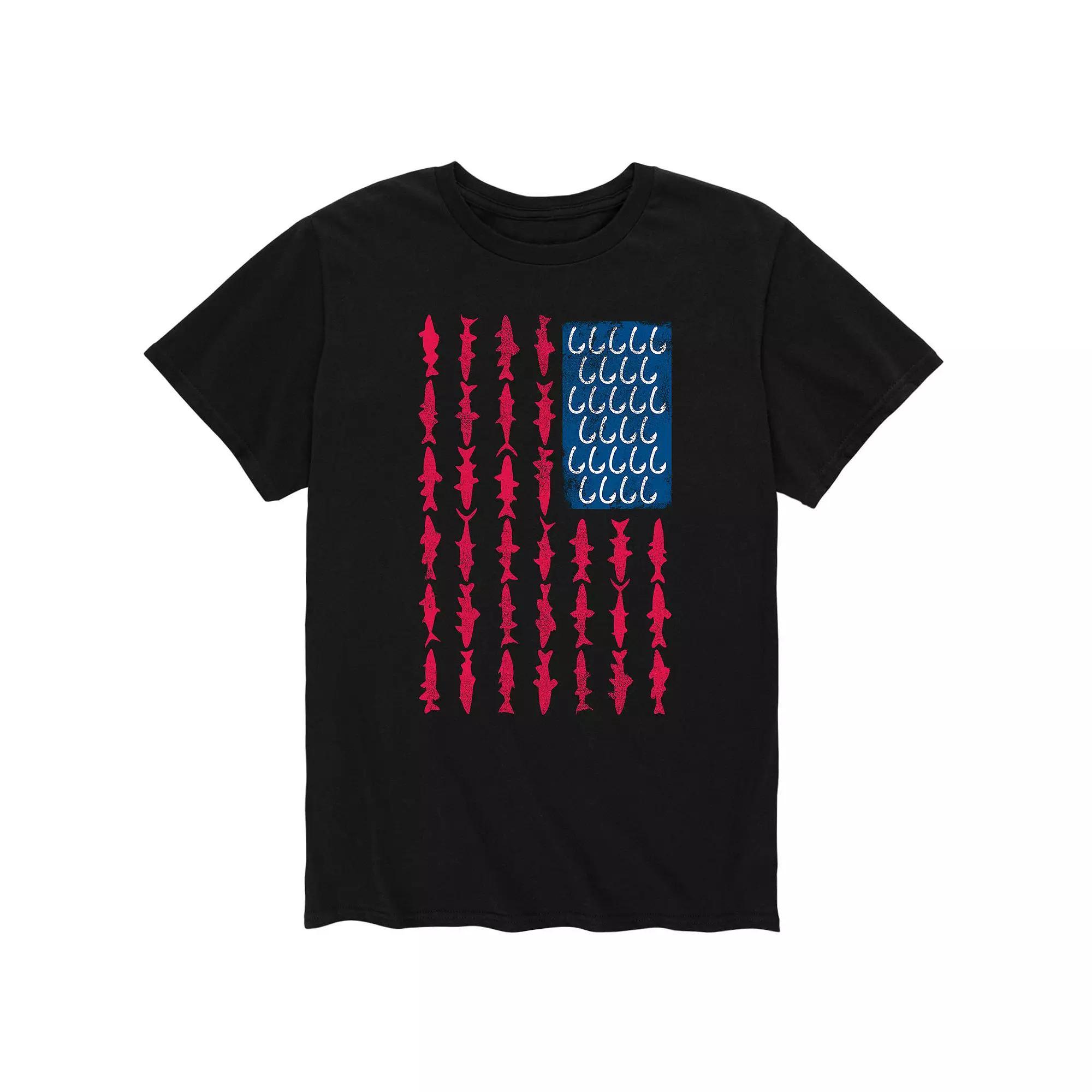 Men's Fish Hook American Flag Tee,  Product Image