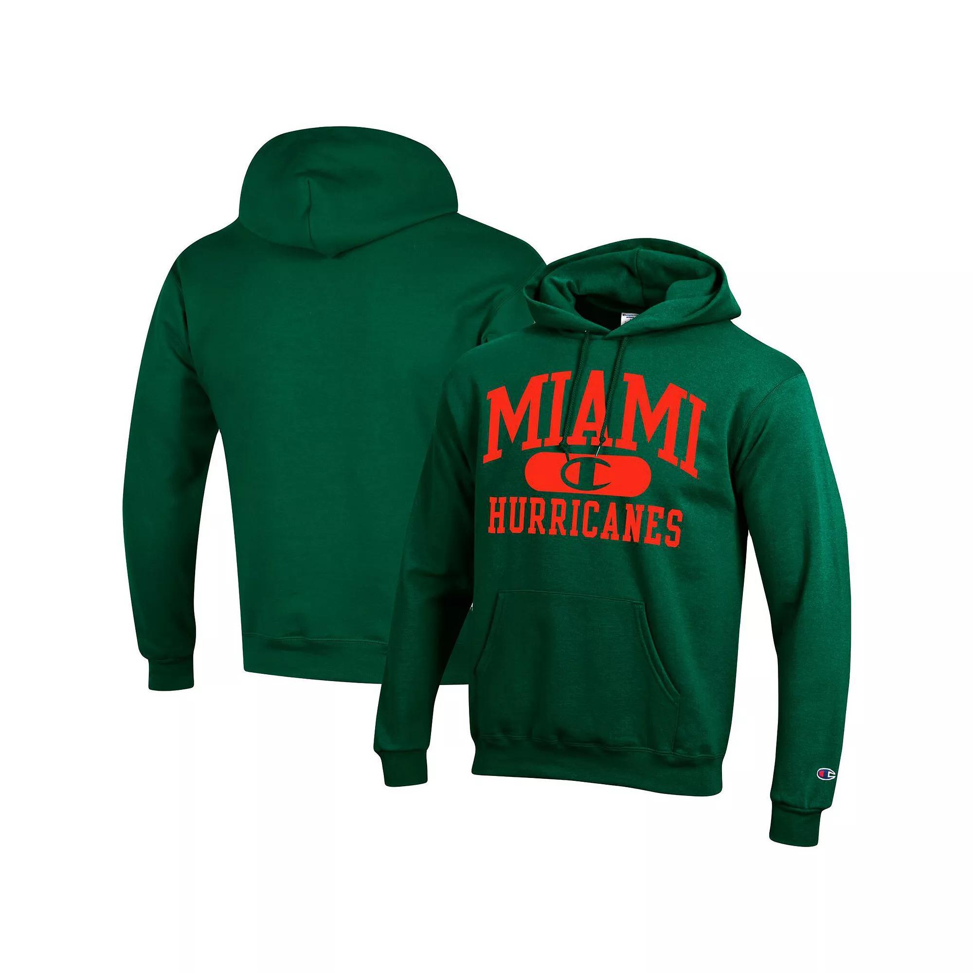 Men's Champion Green Miami Hurricanes Arch Pill Pullover Hoodie,  Product Image