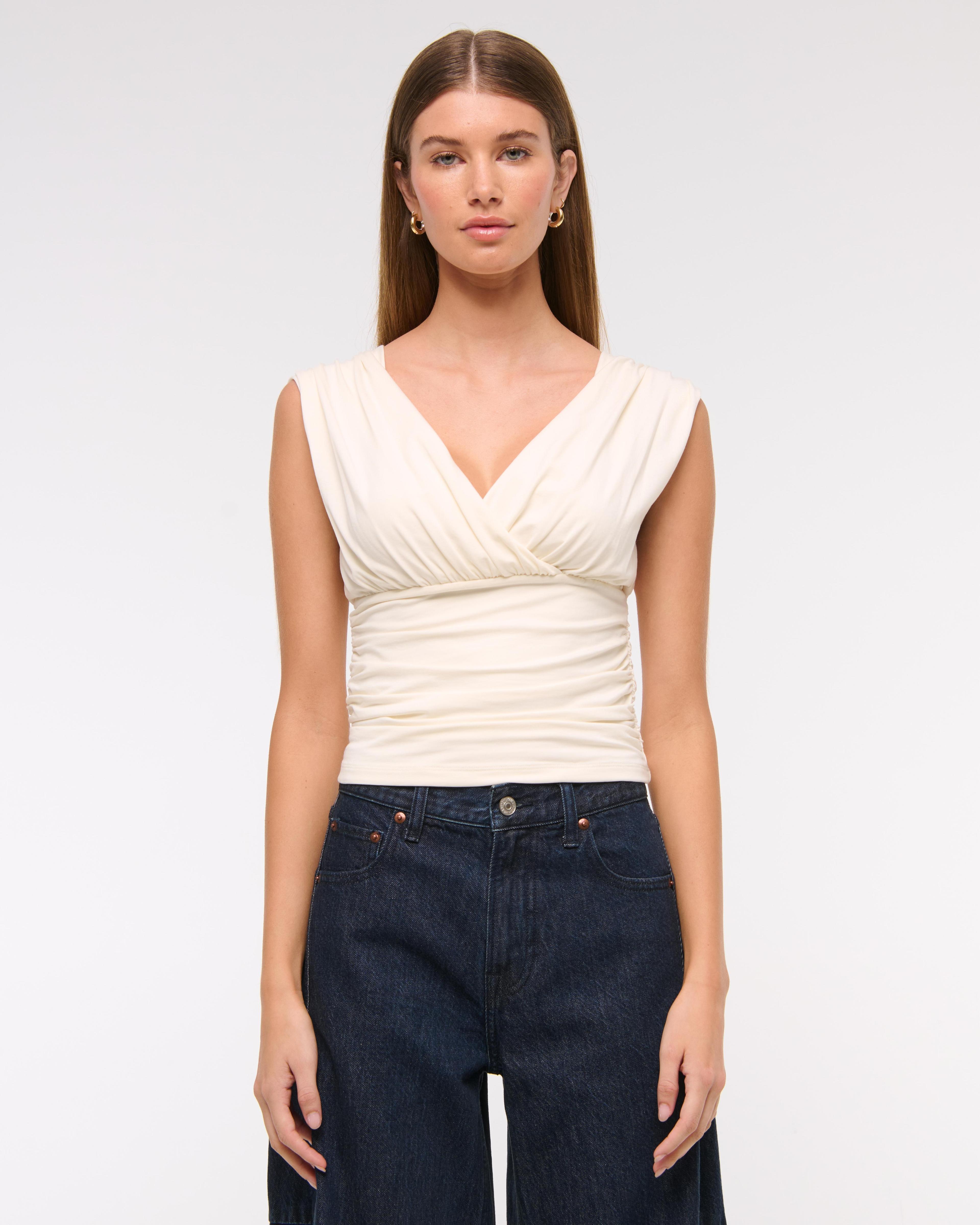 Ruched V-Neck Top Product Image