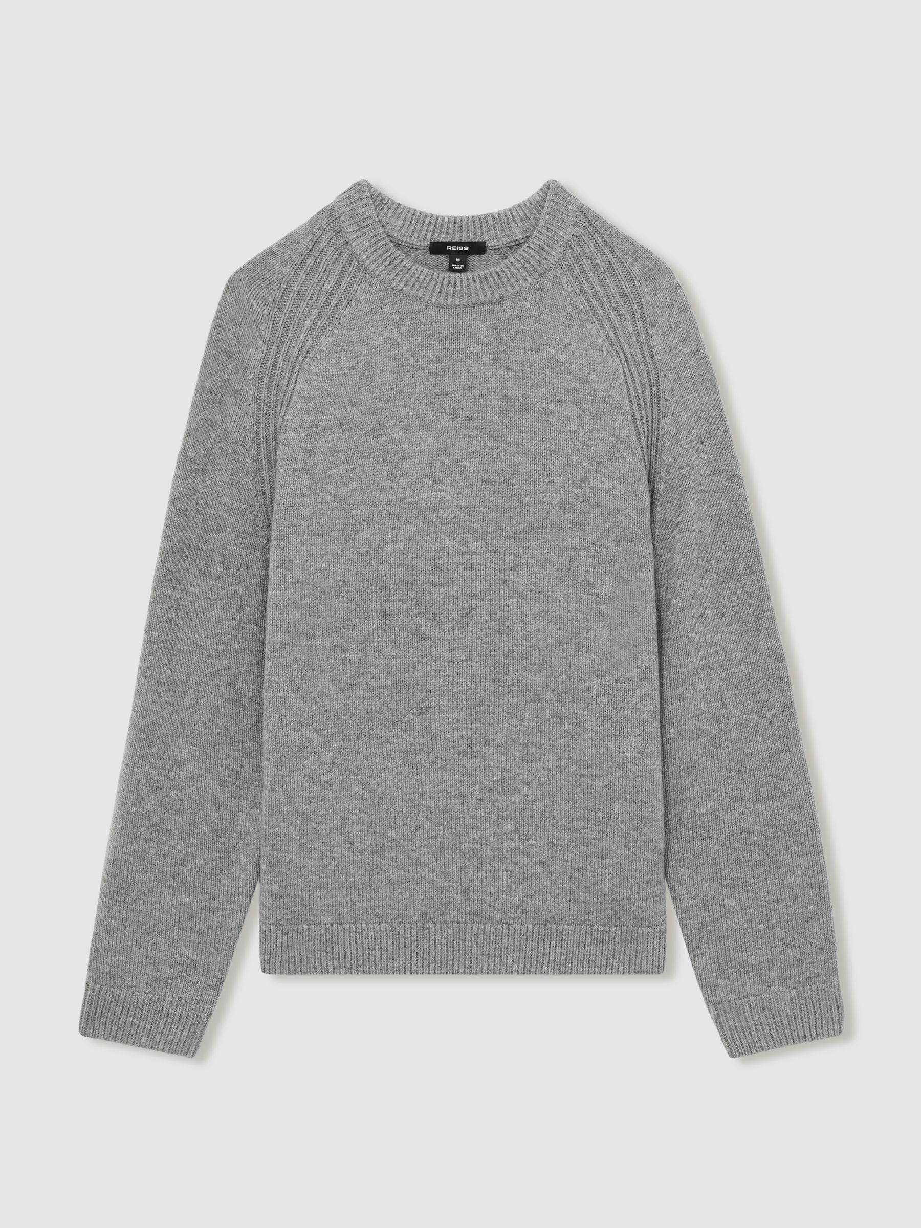 Wool Blend Ridge Seam Jumper in Mid Grey Melange Product Image