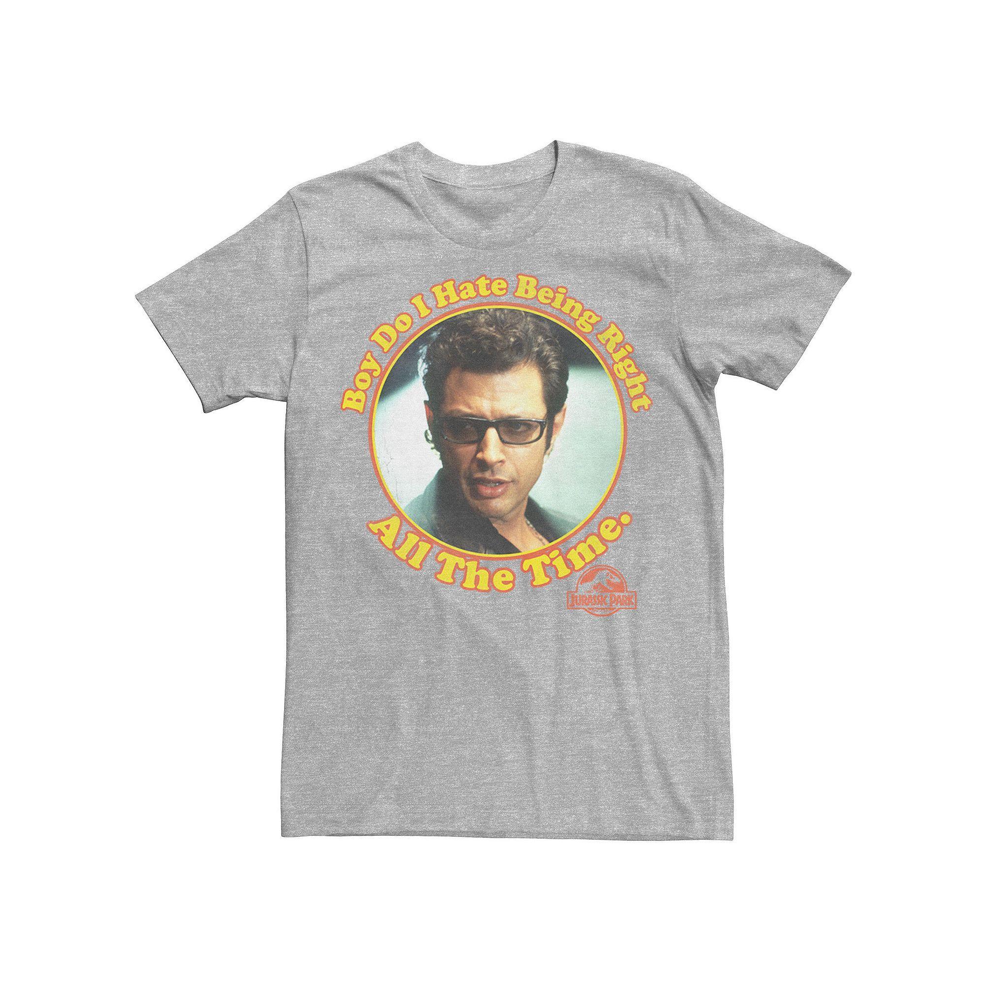 Men's Jurassic Park Hate Being Right All The Time Tee, Size: XXL, Athletic Grey Product Image