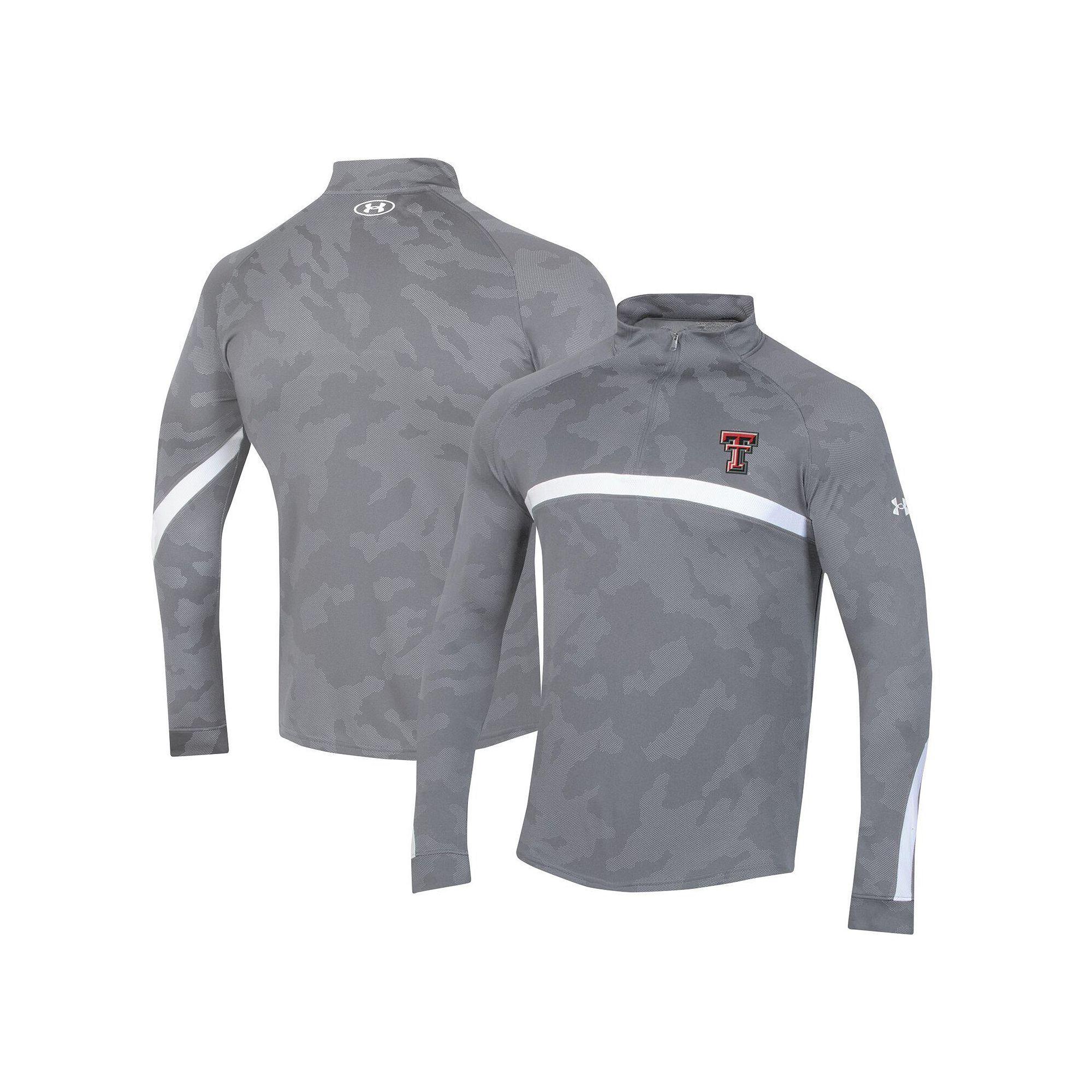 Men's Under Armour Black Texas Tech Red Raiders Game Day Camo Raglan Quarter-Zip Top,  Product Image