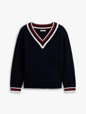 Varsity Stripe V-Neck Sweater Product Image