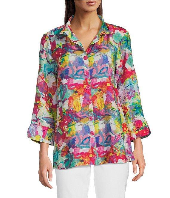 Ali Miles Wire Collar 3/4 Sleeve Woven Blouse Product Image