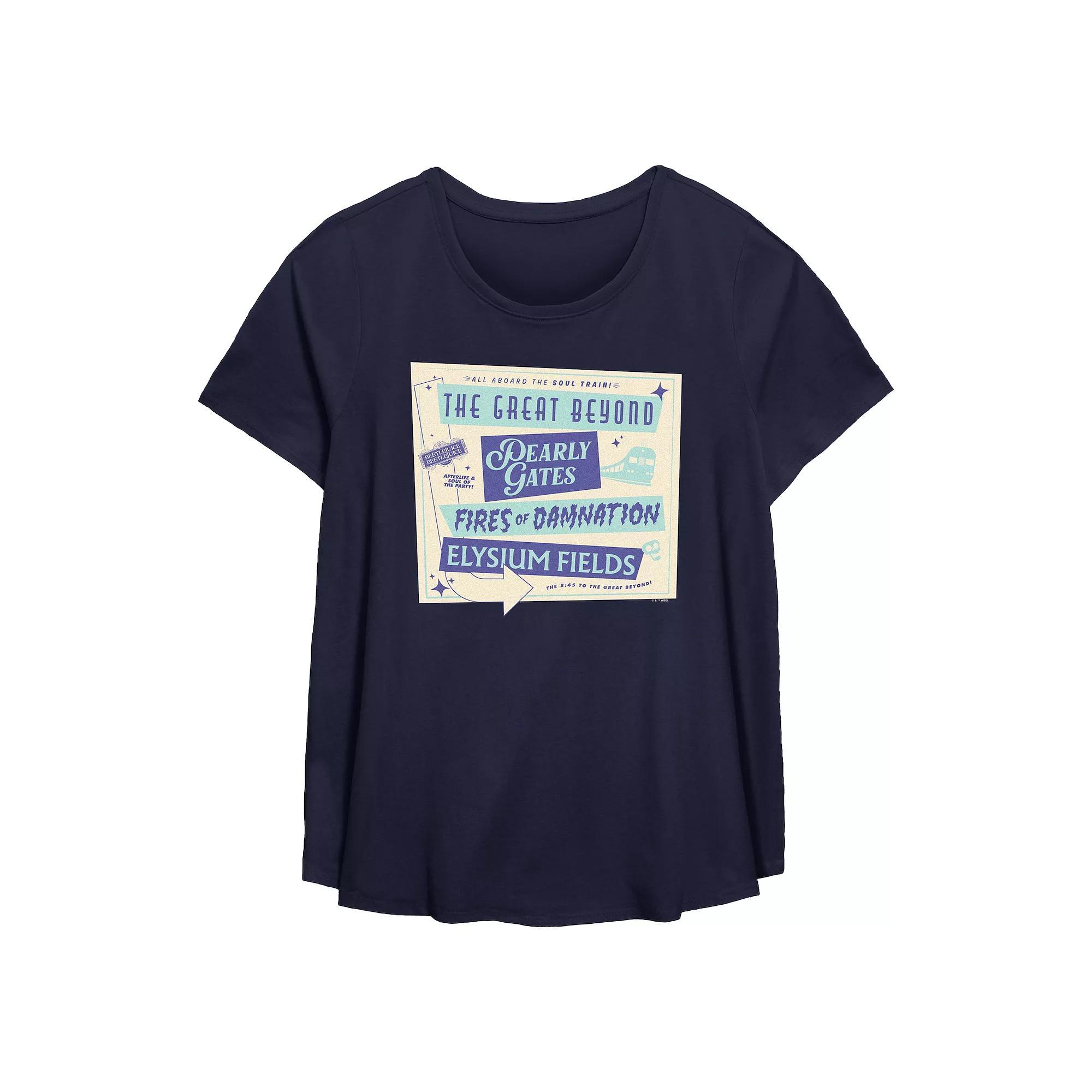 Plus Size Beetlejuice 2 The Great Beyond Pearly Gates Flowy Graphic Tee, Women's, Size: 5XL, Blue Product Image