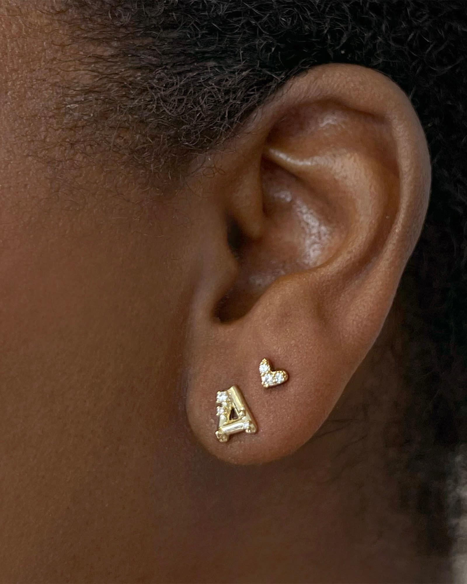 Austin Gold Single Stud Earring in White CZ Product Image