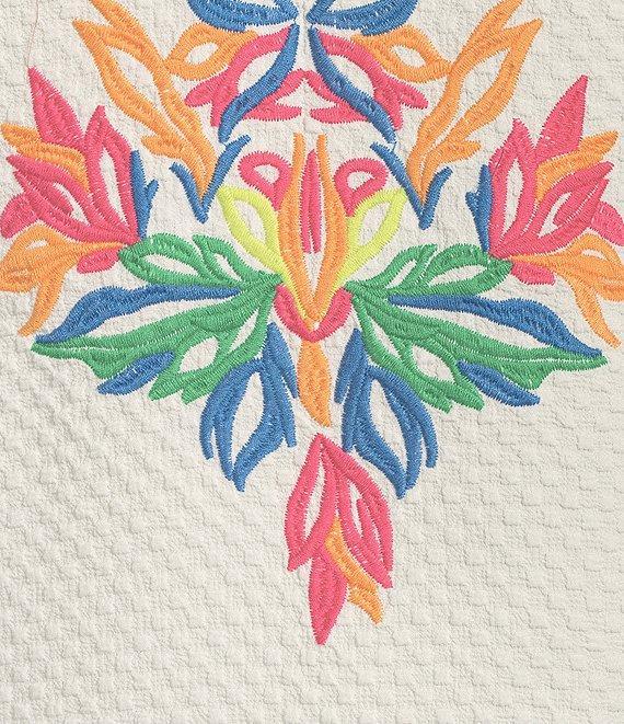 Calessa Petite Size Embroidered Ruffle Double Layer Short Sleeve Top Product Image