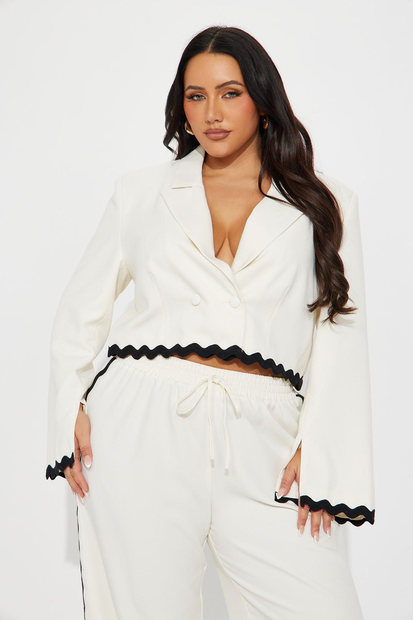 Take Me Higher Cropped Blazer - Cream Product Image