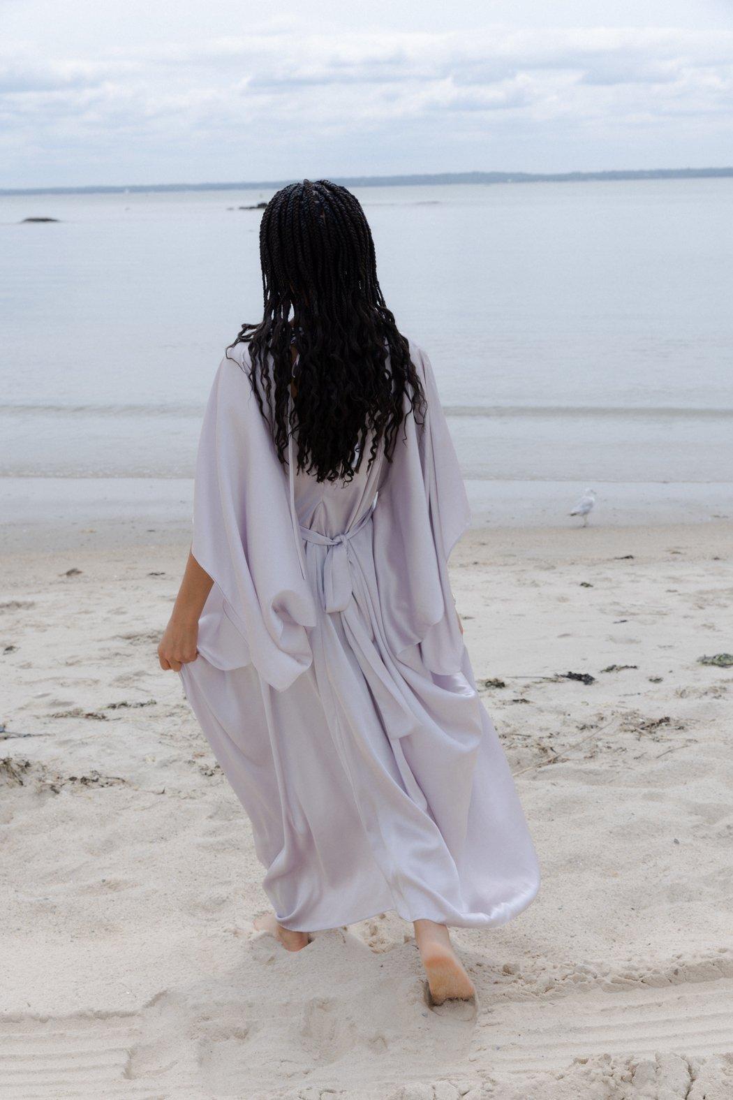 Satin Kaftan Tie-Front Maxi Product Image