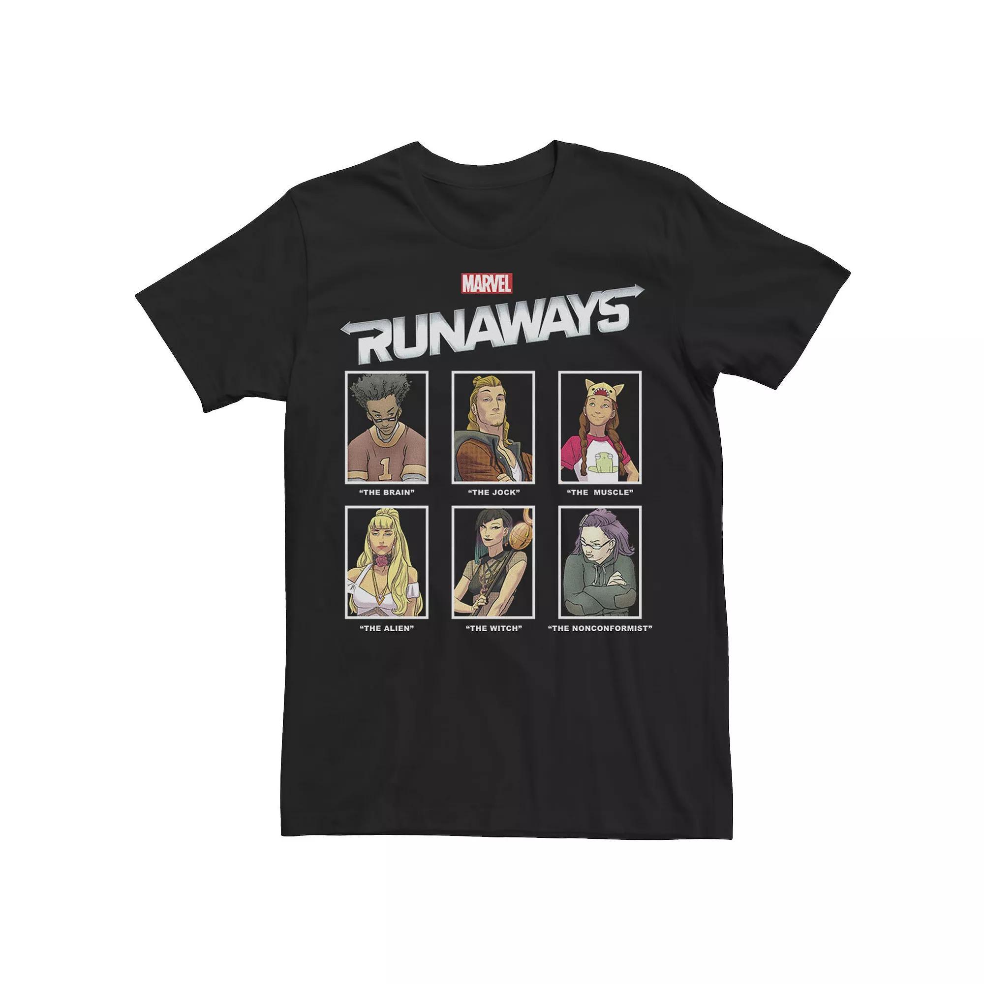 Men's Marvel Runaways Yearbook Portrait Panels Graphic Tee, Size: Large, Black Product Image