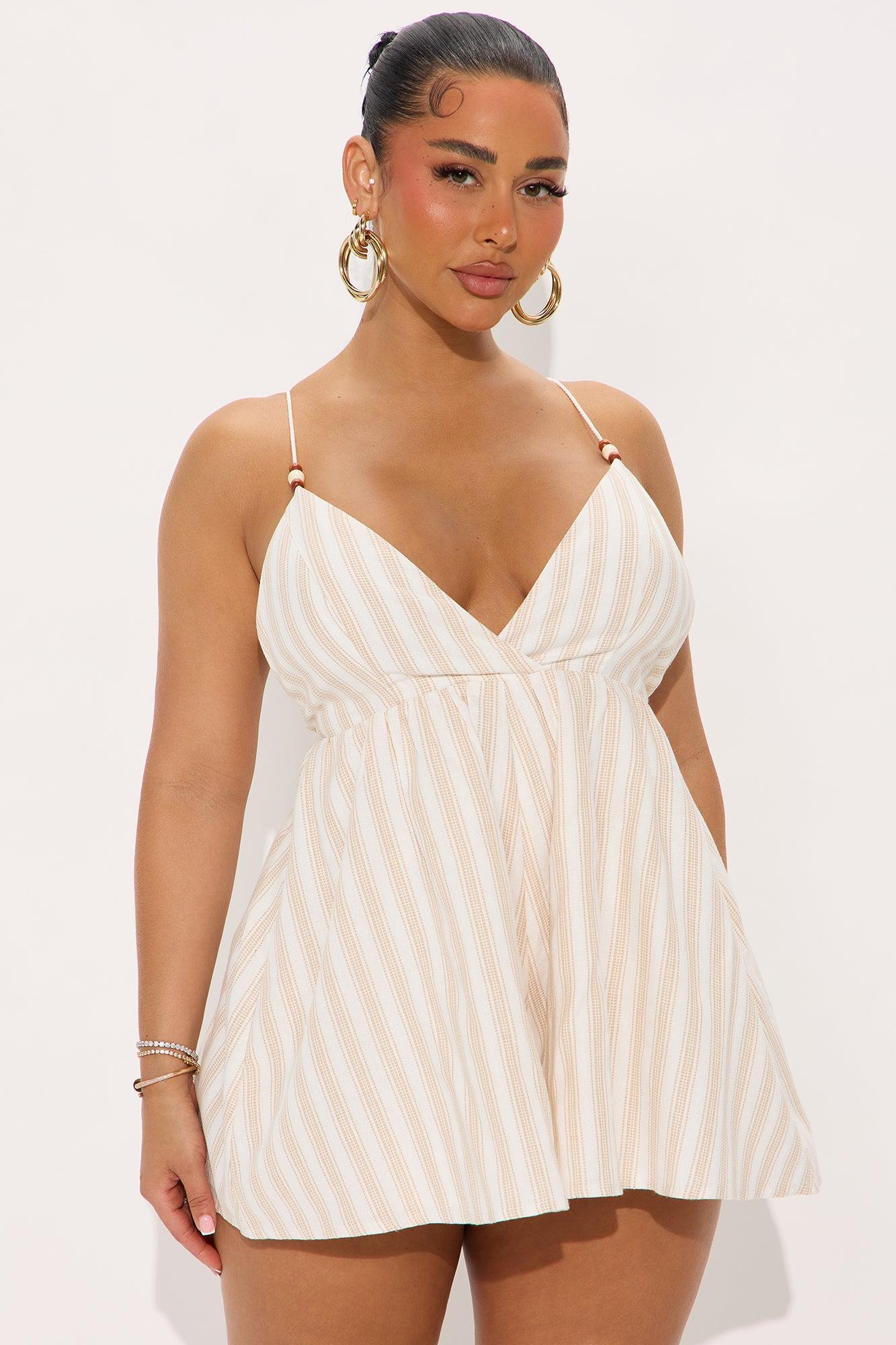 Rachelle Linen Romper - Cream/combo Female Product Image