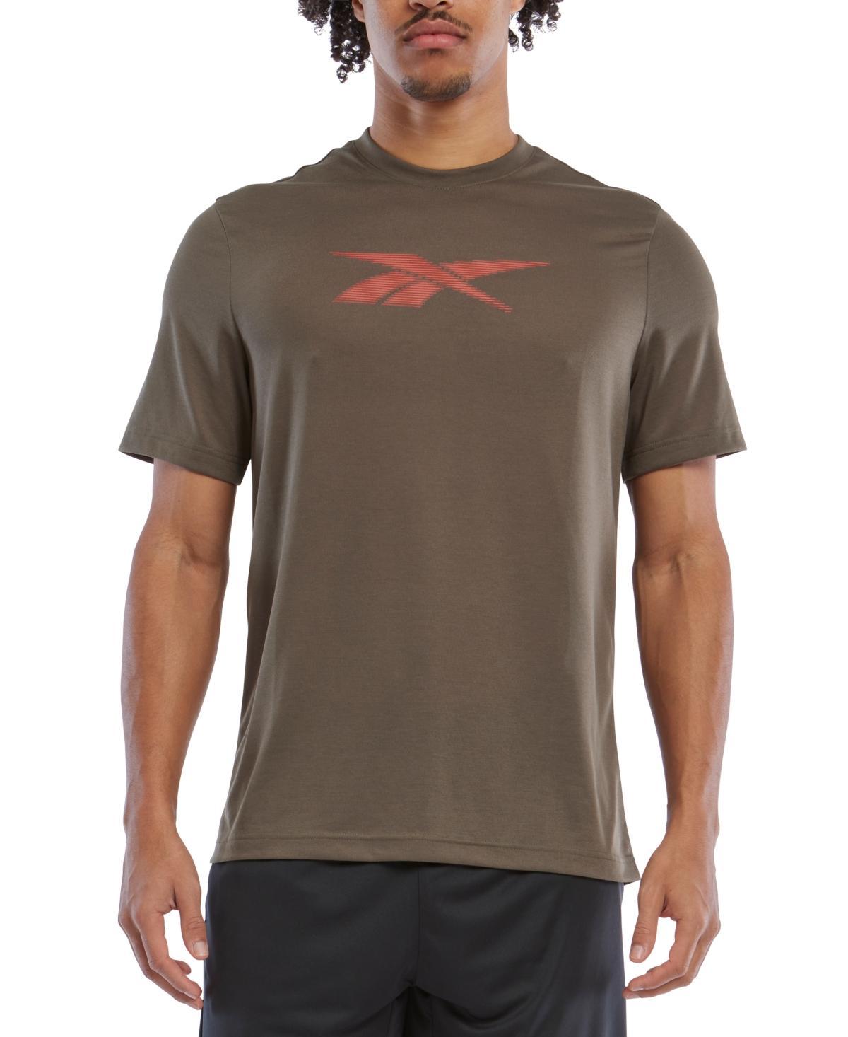 Reebok Mens Vector Performance Short Sleeve Logo Graphic T-Shirt - Army Green/ Product Image