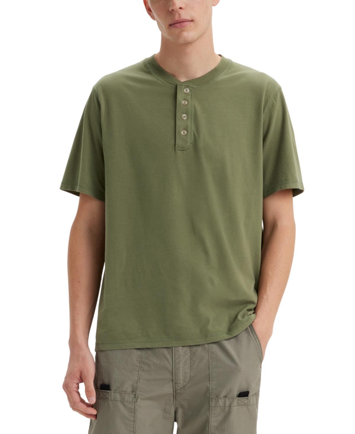 Levis Mens Relaxed-Fit Solid Short-Sleeve Henley Product Image