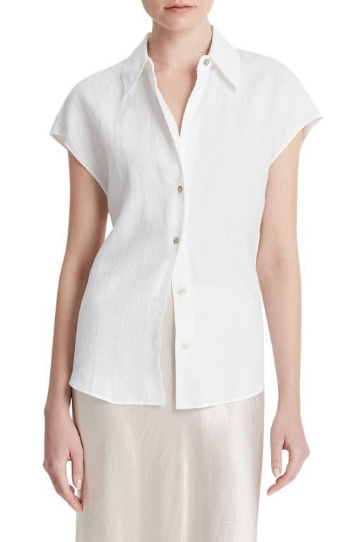 Womens Linen Cap-Sleeve Blouse Product Image