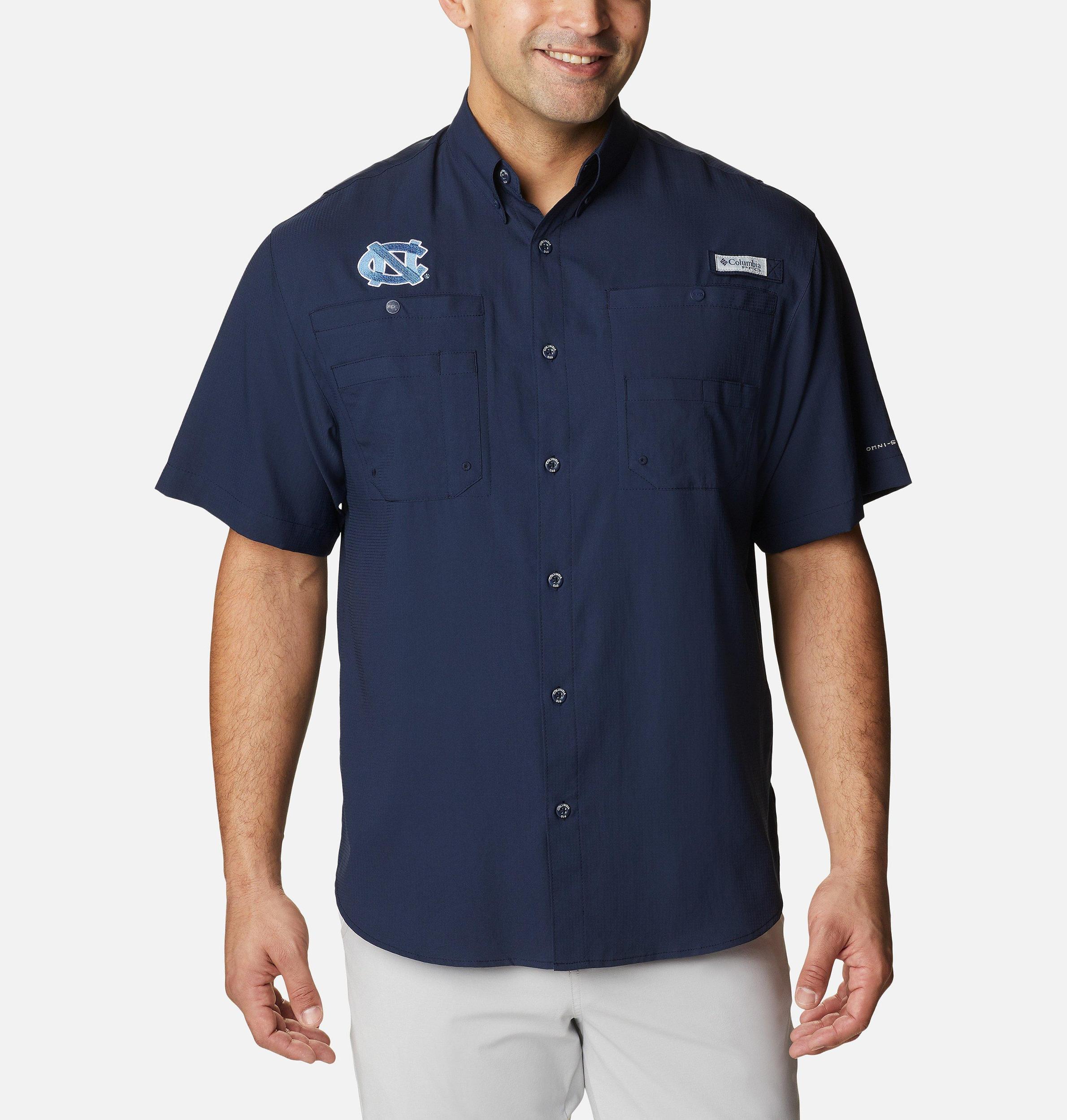 Columbia Mens Collegiate PFG Tamiami Short Sleeve Shirt - North Carolina- Product Image