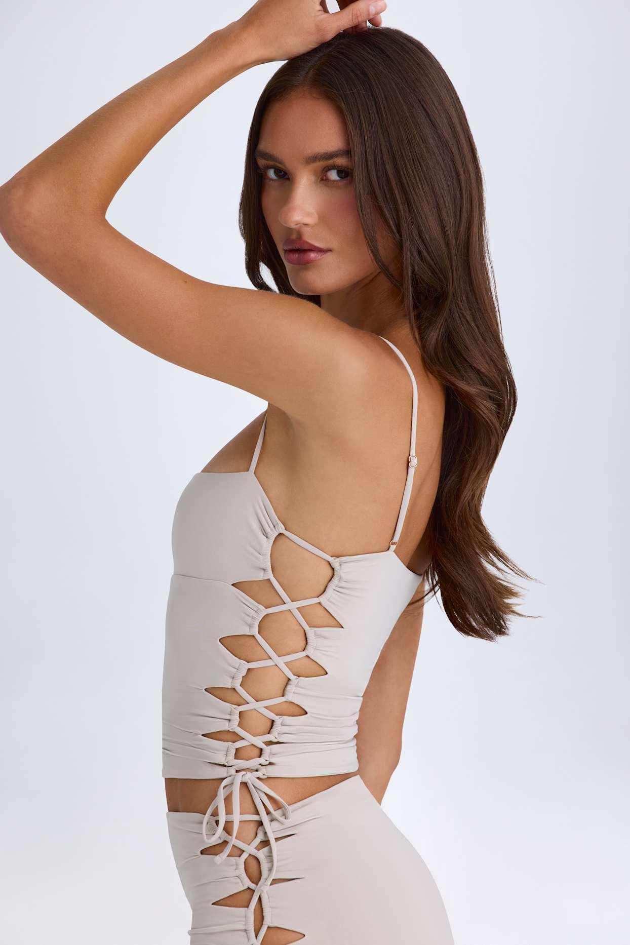 Ruched Cut-Out Top in Taupe Female Product Image