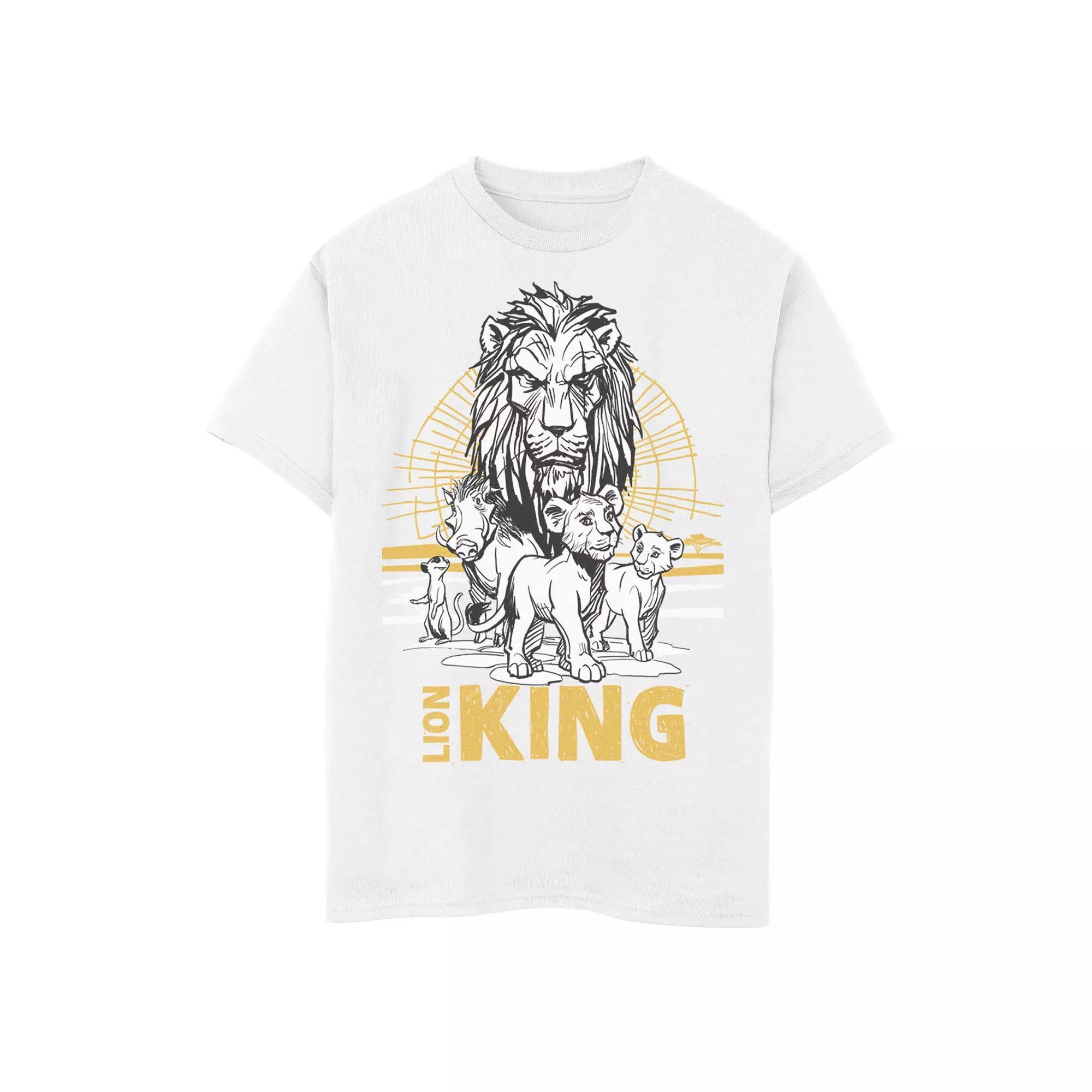 Disney's The Lion King Boys 6-20 Live Action Group Shot Sketch Poster Graphic Tee, Boy's,  Product Image