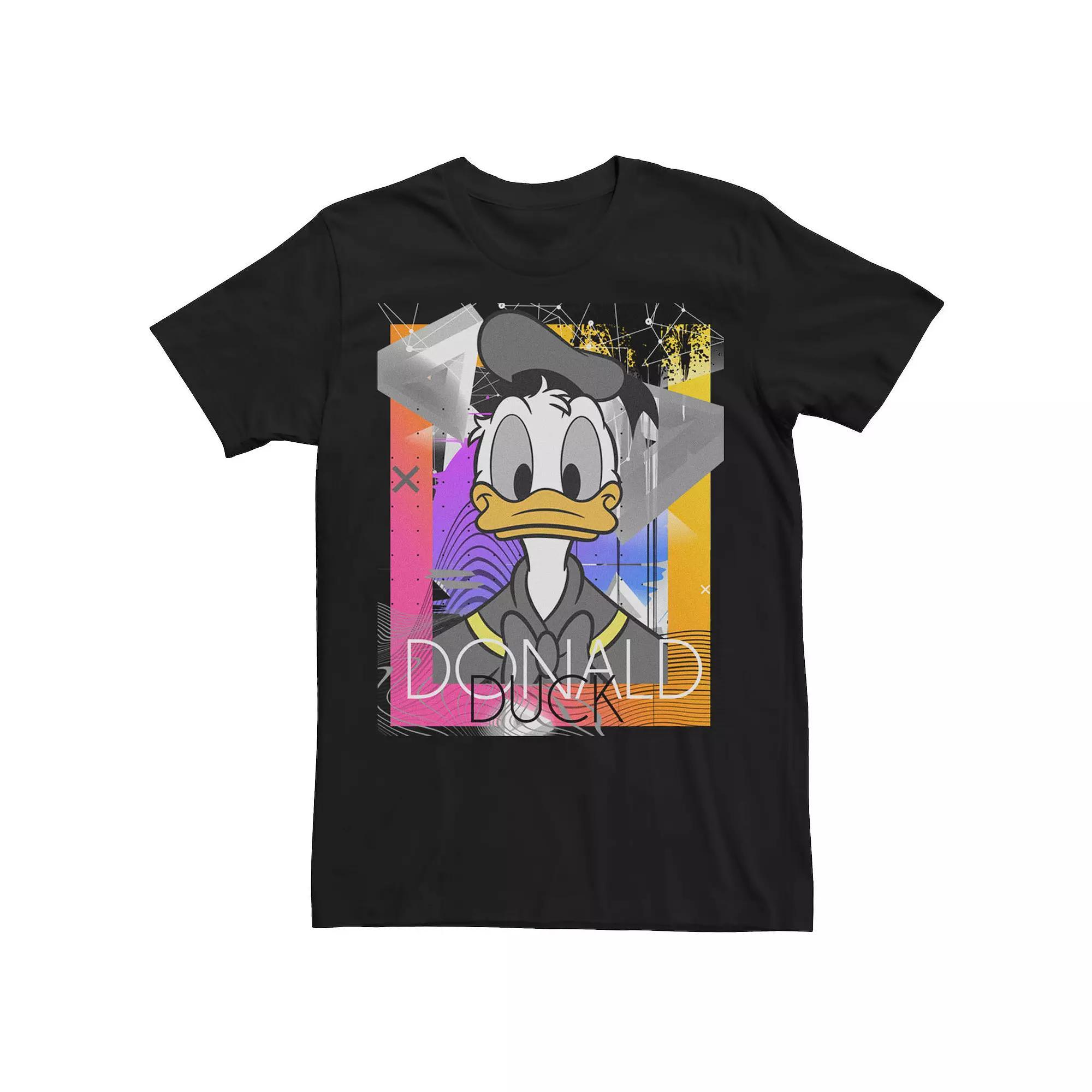 Disney's Donald Duck Men's Face Portrait Abstract Background Tee, Size: XXL, Black Product Image