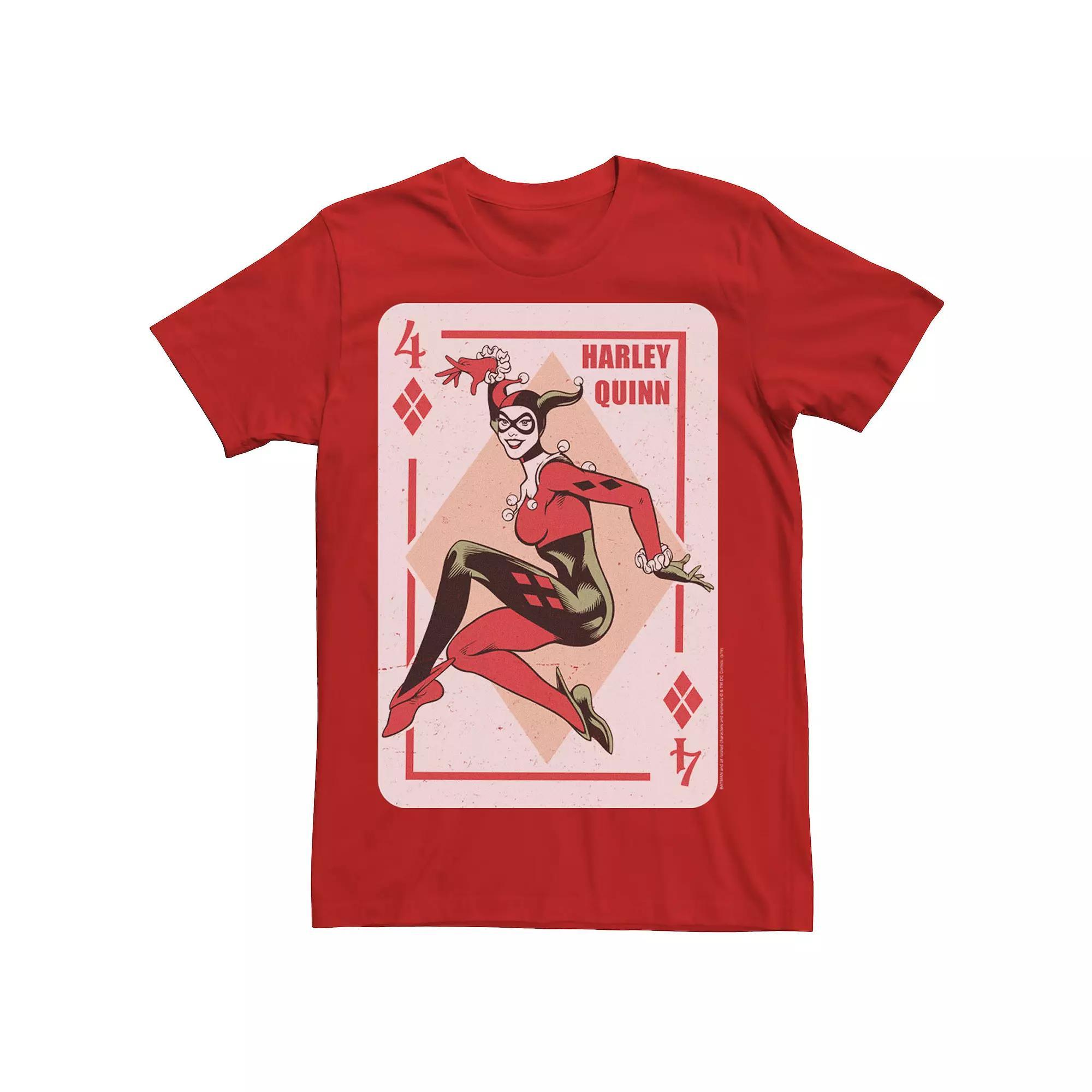 Men's Batman Harley Quinn Vintage Playing Card Tee,  Product Image