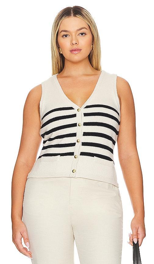 L'ACADEMIE By Marianna Calanth Striped Vest In Cream & Black Product Image